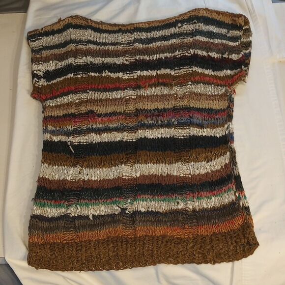 Women’s Genuine Leather Hand Knitted  Multi Colored Tee Shirt - Picture 1 of 6